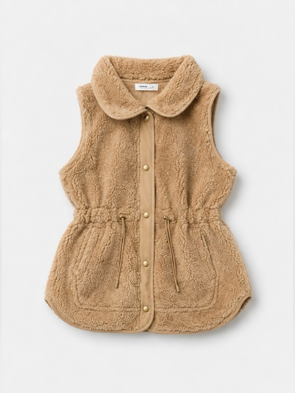 Sonoma Camel Sherpa Vest with Drawstring Waist - Picture 2 of 4